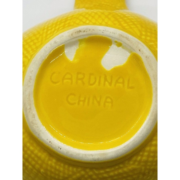 Vtg 1950's MCM Cardinal China Co USA Art Pottery Yellow Lemon Shaped Pourer - Picture 9 of 10